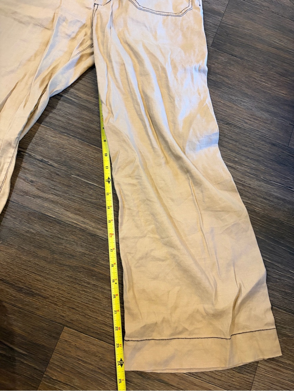 Maeve The Colette Cropped Wide-Leg Pants Contrast-Stitch Linen Edition Size 27 - Picture 4 of 9